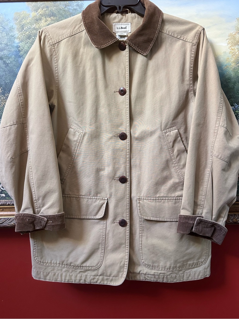 LL Bean Adirondack Barn Coat Chore Flannel Lined Corduroy Collar Women’s Medium